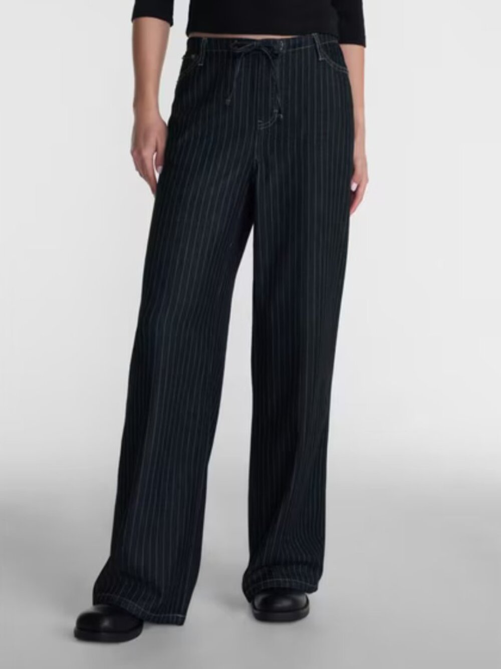 No Boundaries Mini Waistband Wide Leg Pants, 31'' Inseam, Women's